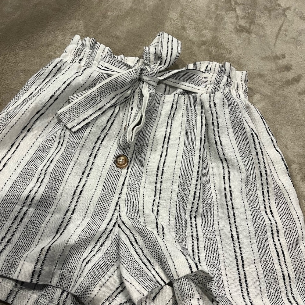 Striped White and Black Women's Shorts